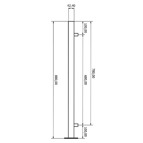 2 soros talpra szerelt korlátoszlop D42,4mm
