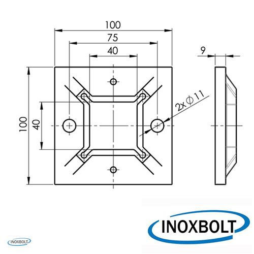 Oszloptalp 40x40mm zártszelvényhez