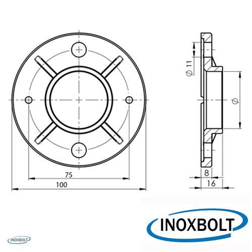Rozsdamentes oszloptalp D42,4x100