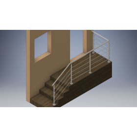   Rozsdamentes pálcás, csõ korlát rendszer 4,1m (4 soros, talpas)